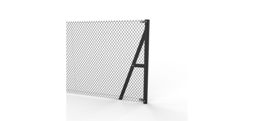Black Steel End Strainer Post installed with chain link wire mesh