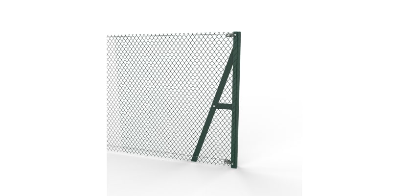 Green Steel End Strainer Post installed with chain link wire mesh