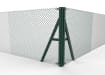 Green Steel Corner Strainer Post Kit installed with chain link mesh