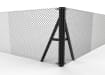 Black Steel Corner Strainer Post Kit installed with chain link mesh