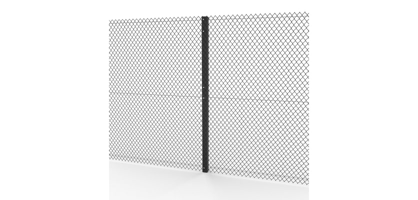 Black steel Intermediate Post installed with wire mesh fencing