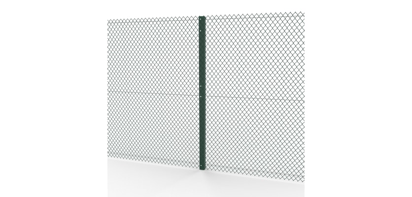 Green steel Intermediate Post installed with wire mesh fencing
