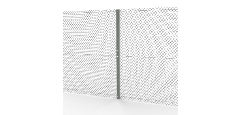 Galvanised steel Intermediate Post installed with wire mesh fencing