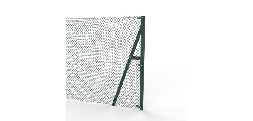 Green Steel End Strainer Post Kit with chain mesh fencing
