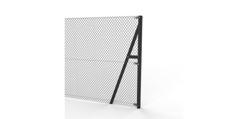 Black Steel End Strainer Post with chain mesh fencing