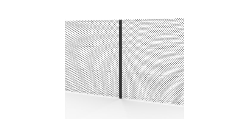 Black Steel Intermediate Post installed in chain link mesh system