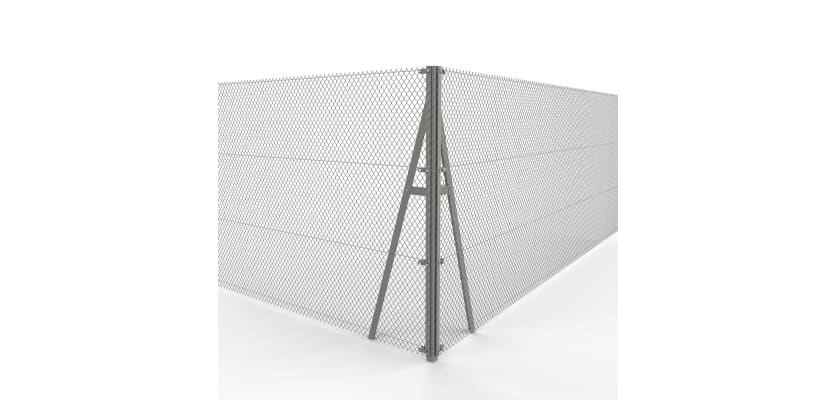 Galvanised Steel Corner Strainer Post Kit in a chain link fencing system