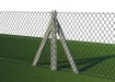 Concrete posts with green chain link fencing
