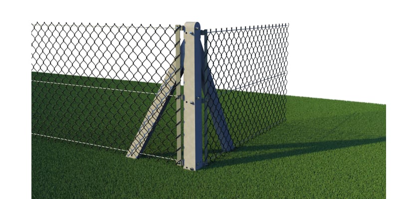 Corner concrete post with chain link fencing