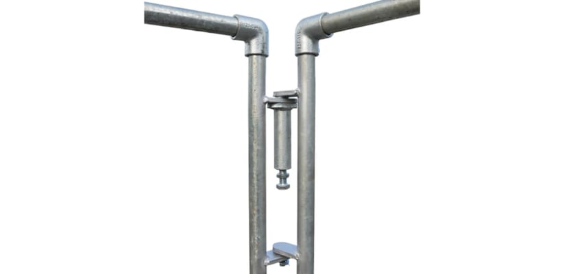 Half height self-closing gate with key clamp design, ideal for secure access control in various environments.