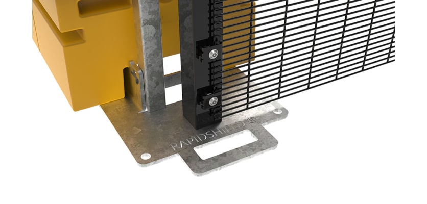 2.4m high RapidShield® 358 mesh fencing kit with durable framework and easy assembly features, ideal for temporary site security.