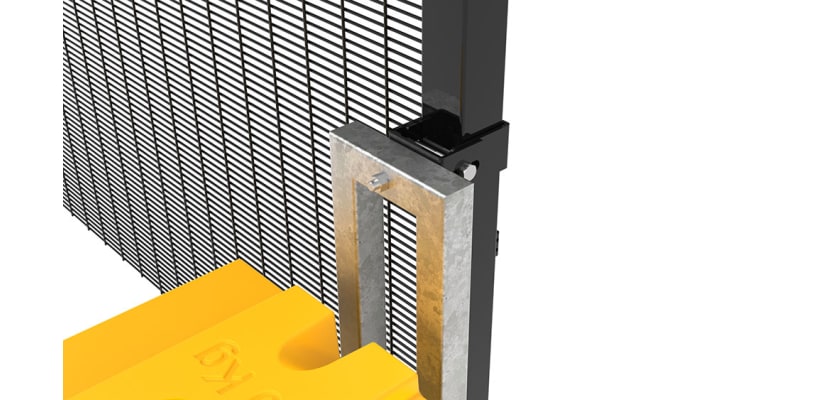 2.4m high RapidShield® 358 mesh intermediate fencing kit, showcasing sturdy panels and secure fittings, ideal for temporary site protection.