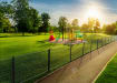 Chain link fencing around play ground