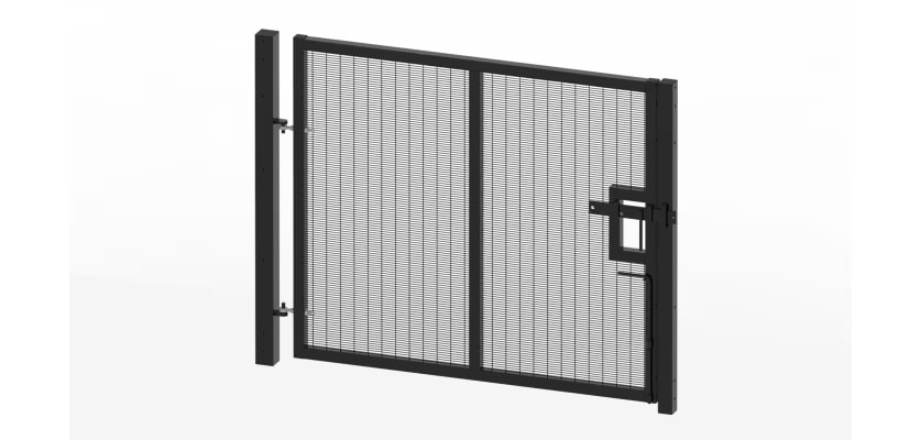 Double leaf prison mesh gate kit designed for security, featuring a height of 2.4 meters and width of 2.5 meters, showcasing a durable construction suitable for high-security environments.