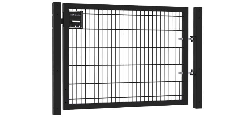 1.2m High by 1.2m Wide Apollo 868 Twin Mesh Single Leaf Gate in Black with Slider kit