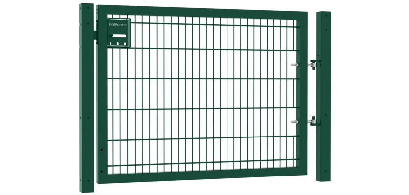 An Apollo 1.2m High by 1.2m Wide 868 Twin Mesh Single Leaf Gate in Green with Sliding latch