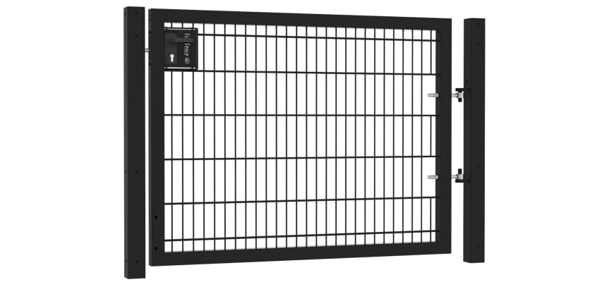 A 1.2m High by 1.2m Wide Single Leaf 868 Twin Mesh Apollo Security Gate in Black with Latch and Key Lock