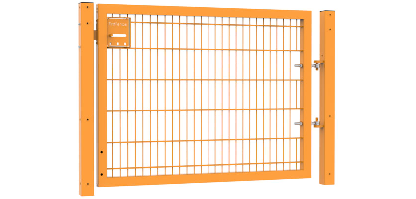 An Apollo 1.2m High by 1.2m Wide Single Leaf 868 Twin Mesh Gate with Slider Kit - Yellow Powder Coated Finish