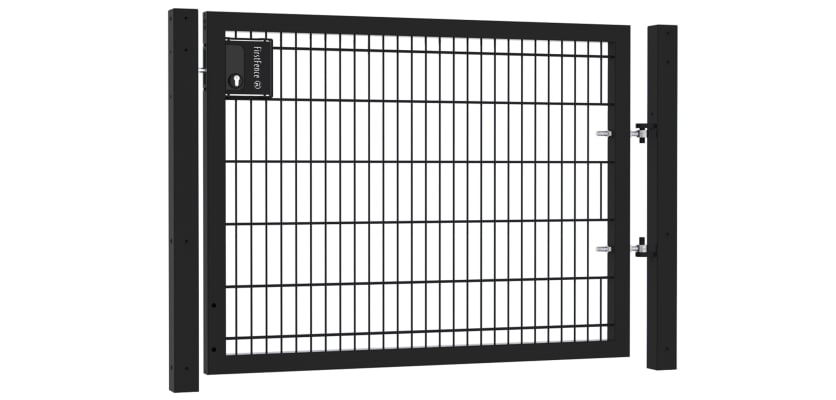 An 868 Twin Mesh Apollo Single Leaf Gate in Black - 1.2m High by 1.2m Wide with Key Lock