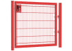 A Red 1.2m High by 1.2m Wide Apollo Twin Mesh Single Leaf Gate with Latch and Key Lock