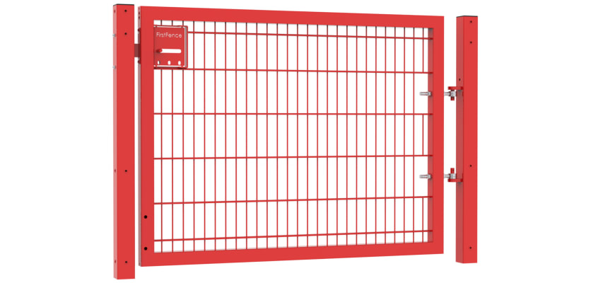 Apollo 1.2m High by 1.2m Wide Single Leaf Security Gate with Sliding Latch - 868 Twin Mesh with Red Powder Coated Finish