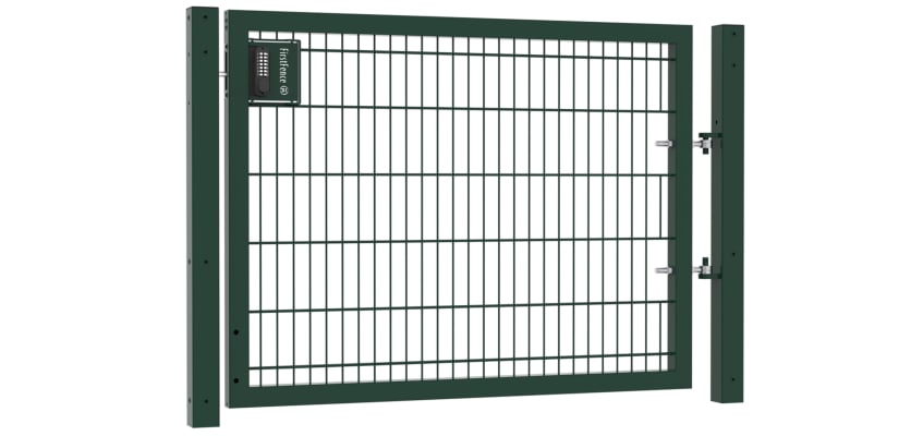An Apollo 1.2m High by 2.0m Wide Green 868 Twin Mesh Gate with Digital keypad lock