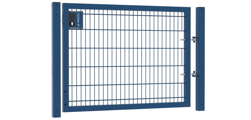 A Blue 1.2m High by 2.0m Wide Apollo 868 Twin Mesh Gate with Key Lock