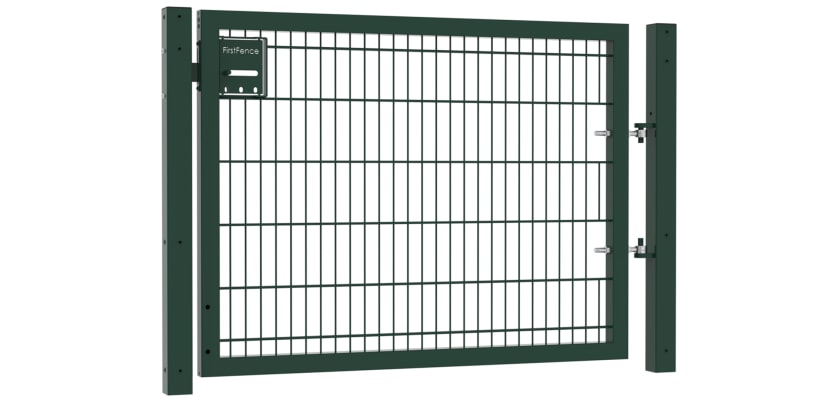 An Apollo 1.2m High by 2.0m Wide 868 Twin Mesh Single Leaf Gate in Green with Sliding latch