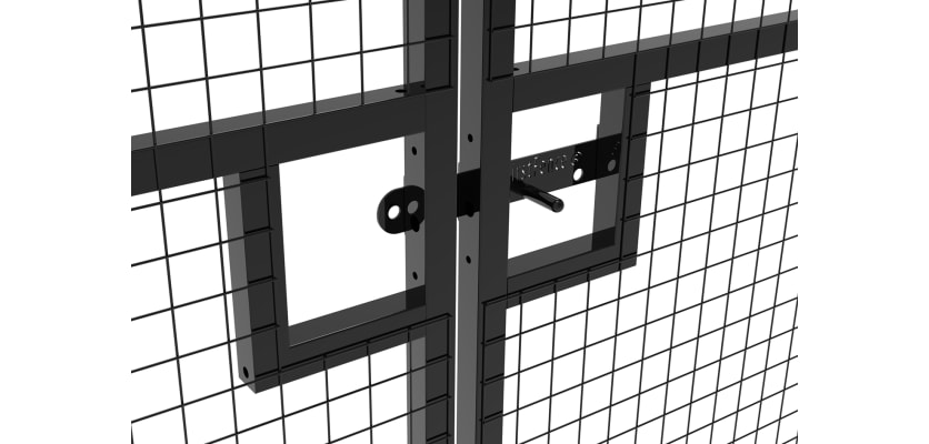 Close up of double leaf gate slider
