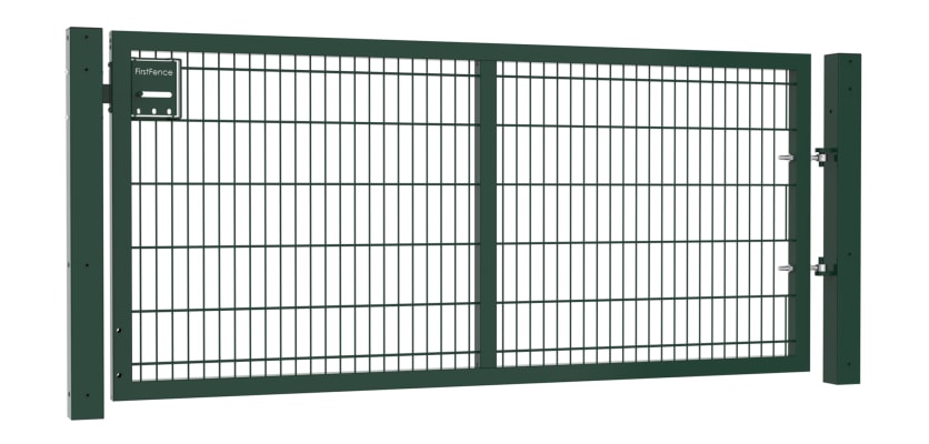 An Apollo 1.2m High by 2.5m Wide 868 Twin Mesh Single Leaf Gate in Green with Sliding latch