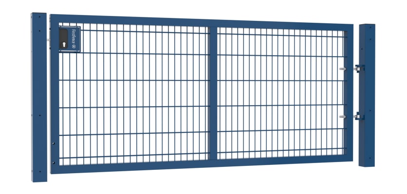 A Blue 1.2m High by 2.5m Wide Apollo 868 Twin Mesh Gate with Key Lock