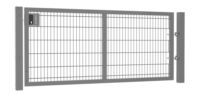 A Grey Apollo 1.2m High by 2.5m Wide 868 Twin Mesh Pedestrian Gate with Key Lock