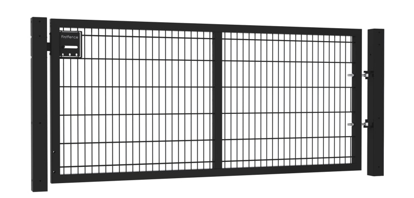 1.2m High by 2.5m Wide Apollo 868 Twin Mesh Single Leaf Gate in Black with Slider kit