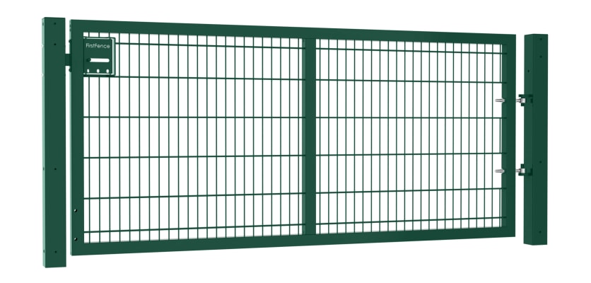 An Apollo 1.2m High by 2.5m Wide 868 Twin Mesh Single Leaf Gate in Green with Sliding latch