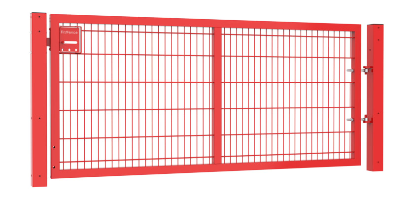 Apollo 1.2m High by 2.5m Wide Single Leaf Security Gate with Sliding Latch - 868 Twin Mesh with Red Powder Coated Finish