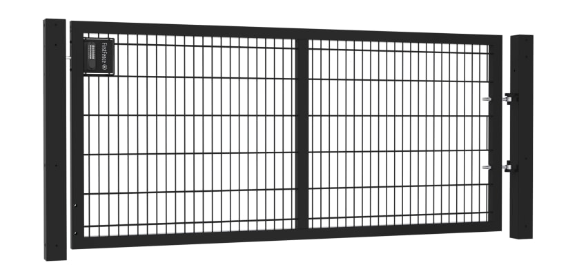 A Black Apollo 1.2m High by 2.0m Wide 868 Twin Mesh Single Leaf Gate with Digital Key Pad Lock