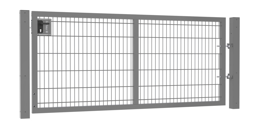 1.2m High by 2.5m Wide Apollo 868 Twin Mesh Single Leaf Gate in Grey with Latch and Key Lock