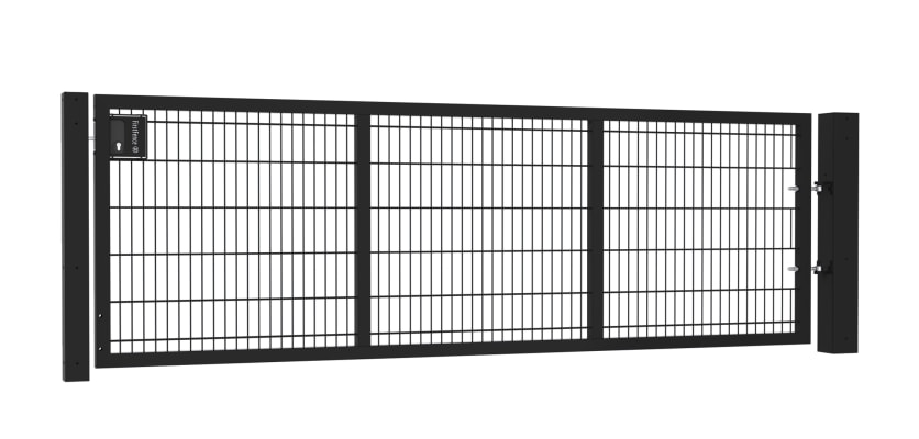 A 1.2m High by 3.0m Wide Single Leaf 868 Twin Mesh Apollo Security Gate in Black with Latch and Key Lock