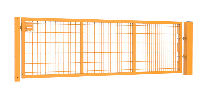 An Apollo 1.2m High by 3.0m Wide Single Leaf 868 Twin Mesh Gate with Slider Kit - Yellow Powder Coated Finish