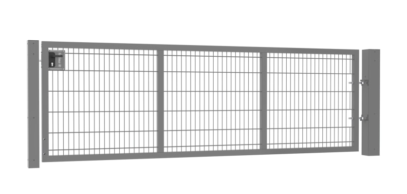 A Grey Apollo 1.2m High by 3.0m Wide 868 Twin Mesh Pedestrian Gate with Key Lock