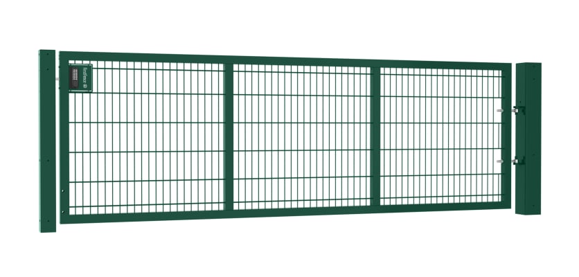 An Apollo 1.2m High by 3.0m Wide Green 868 Twin Mesh Gate with Digital keypad lock