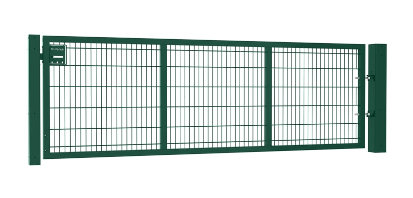 An Apollo 1.2m High by 3.0m Wide 868 Twin Mesh Single Leaf Gate in Green with Sliding latch