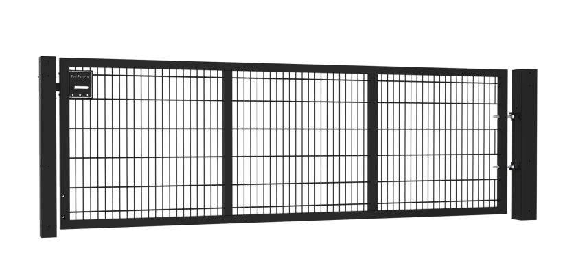 1.2m High by 3.5m Wide Apollo 868 Twin Mesh Single Leaf Gate in Black with Slider kit