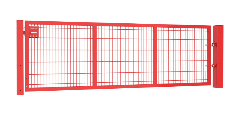 Apollo 1.2m High by 3.5m Wide Single Leaf Security Gate with Sliding Latch - 868 Twin Mesh with Red Powder Coated Finish