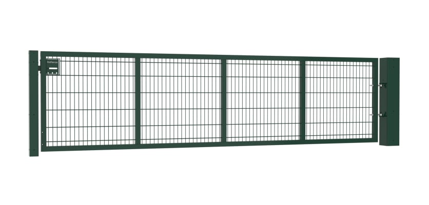 An Apollo 1.2m High by 4.0m Wide 868 Twin Mesh Single Leaf Gate in Green with Sliding latch