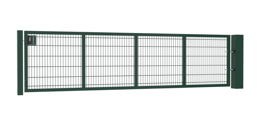 An Apollo 1.2m High by 4.0m Wide Green 868 Twin Mesh Gate with Digital keypad lock