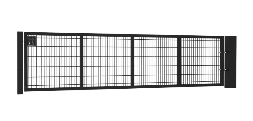 A 1.2m High by 4.0m Wide Single Leaf 868 Twin Mesh Apollo Security Gate in Black with Latch and Key Lock