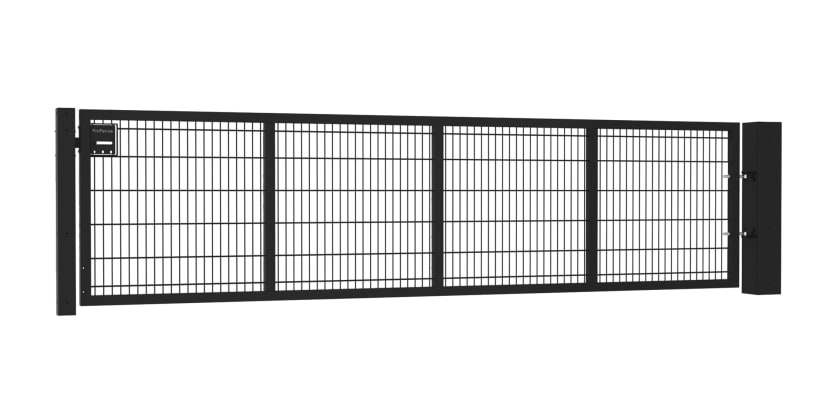 1.2m High by 4.0m Wide Apollo 868 Twin Mesh Single Leaf Gate in Black with Slider kit