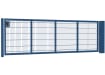 An Apollo Single Leaf 868 Twin Mesh Security Gate - 1.2m High x 4.0m Wide Blue finish with Key and latch Lock
