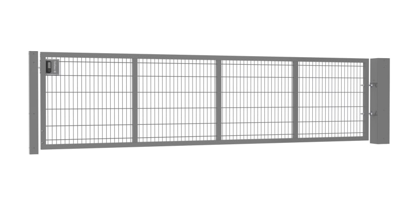 A Red 1.2m High by 4.0m Wide Apollo Twin Mesh Single Leaf Gate with Latch and Key Lock